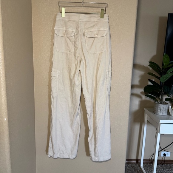 American Eagle Dreamy Drape Linen-Blend Baggy Wide-Leg Cargo Pants Size 0 - Picture 15 of 16